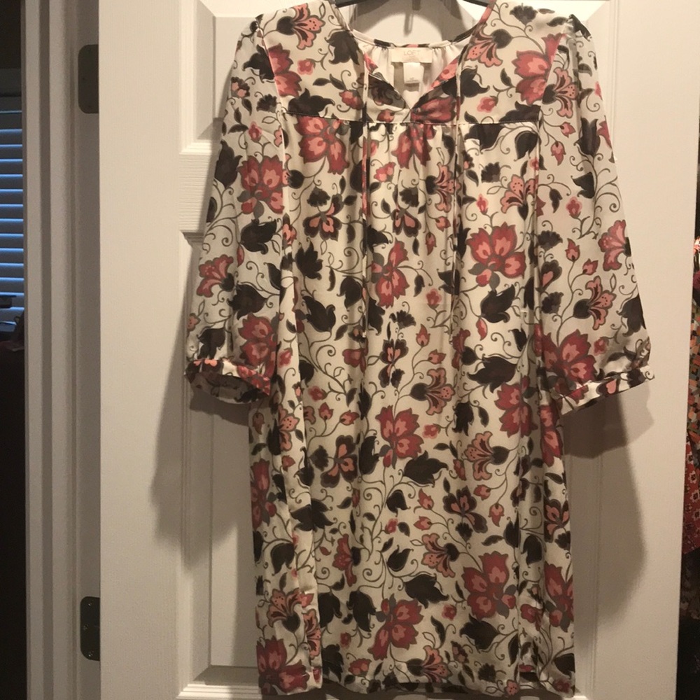 Floral dress with sheer 3/4 length sleeves